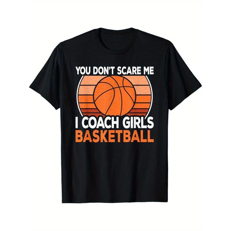 Basketball Printed, Men's Cotton T-shirt, Casual Short Sleeve Round Neck Tee, Soft Comfortable Basketball Players Top,...