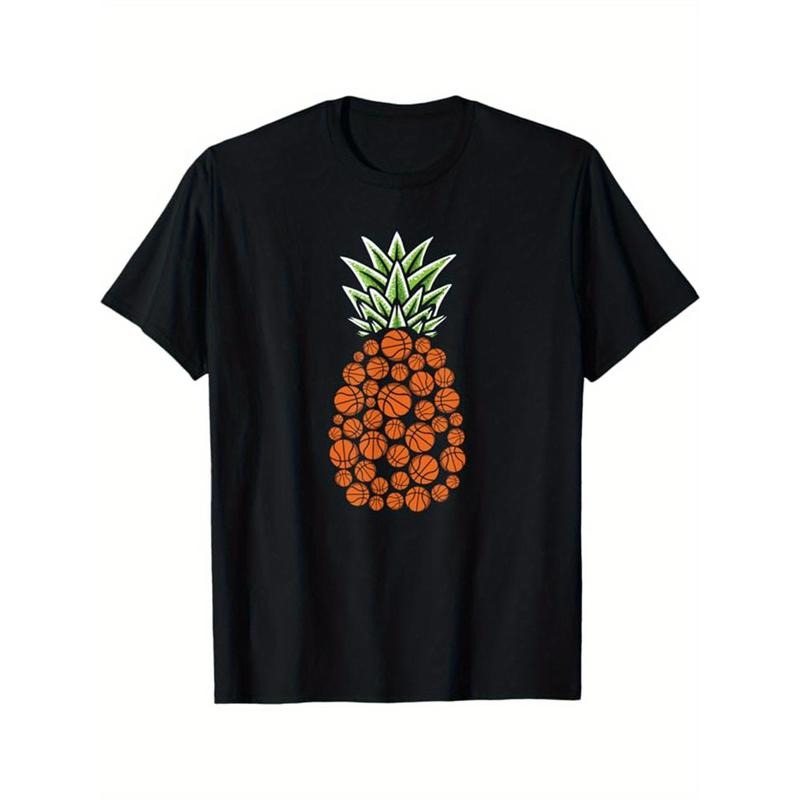 Basketball Printed, Men's Cotton T-shirt, Casual Short Sleeve Round Neck Tee, Soft Comfortable Basketball Players Top,...