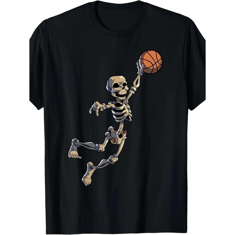Basketball Skull Halloween Basketball Halloween T-shirt Made in USA Hoodie Sweatshirt | PrintMintTees.com