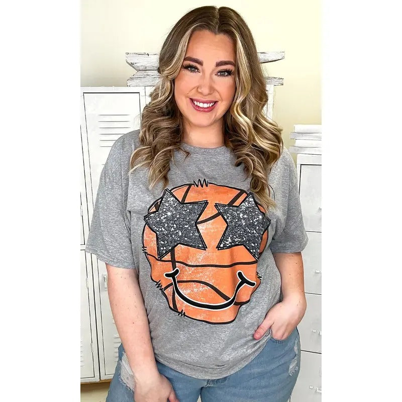 Basketball Star Smiley Graphic T-Shirt Hoodie Sweatshirt | PrintMintTees.com