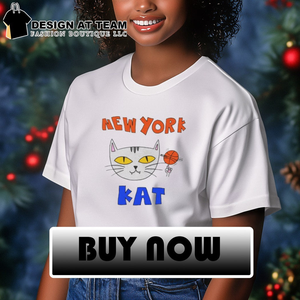 Basketball cat gray feline New York Kat fun apparel funny shirt