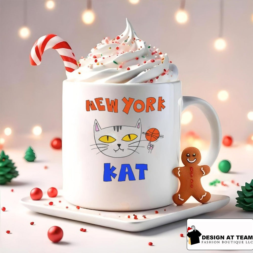 Basketball cat gray feline New York Kat fun apparel funny shirt