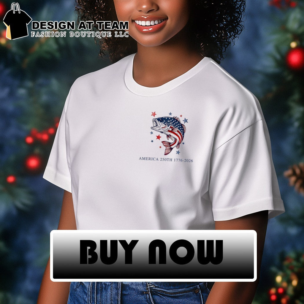 Bass fish American flag Patriotic America 250th 1776 2026 shirt