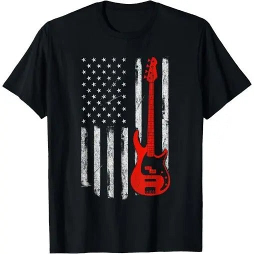Bassist - USA American Flag Bass Guitar Player Musician T-Shirt Made in USA Hoodie Sweatshirt | PrintMintTees.com