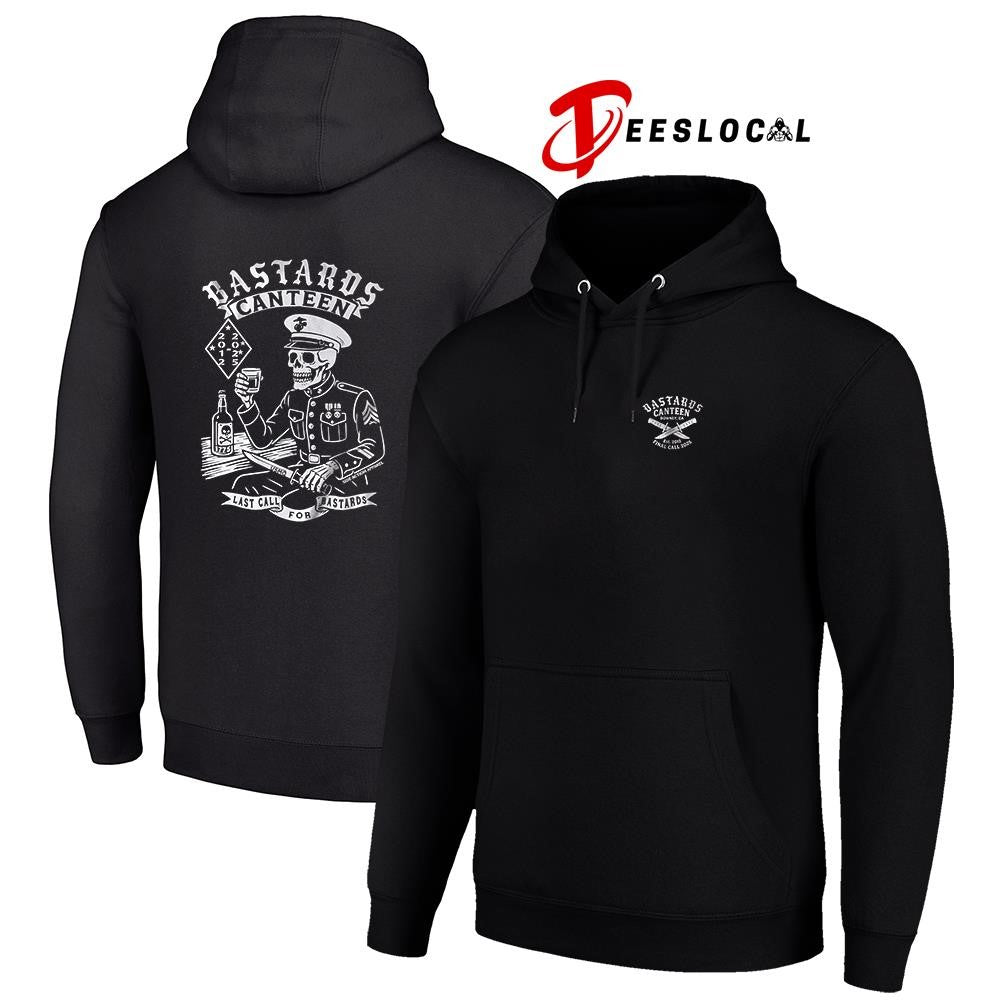 Bastards canteen last call for Bastards skeleton graphic shirt