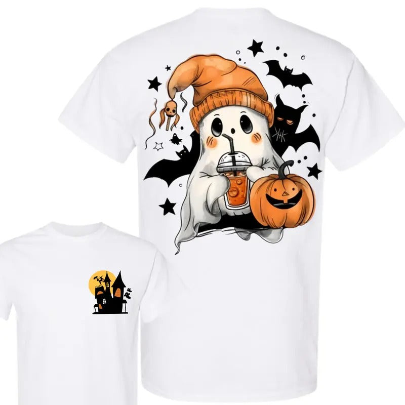 Bat Ghost Shirt Crew Full Sizes- Full Colors For Men and - Women Double Sided Graphic Printed Unisex Classic T-Shirts...