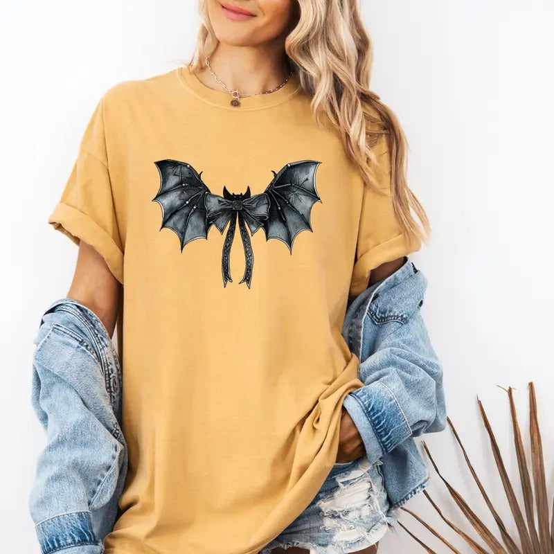 Bat with Bow Print Custom colors tee shirt Casual Hoodie Sweatshirt | PrintMintTees.com