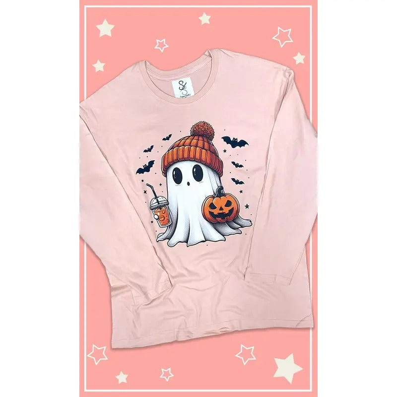 Batty Ghost Long Sleeve Graphic T-Shirt Hoodie Sweatshirt | PrintMintTees.com
