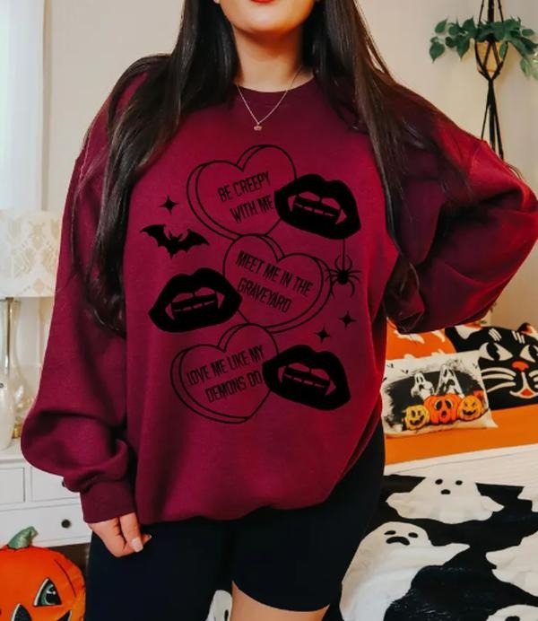 Be Creepy With Me Sweatshirt, Valentines sweatshirt, conversation heart shirt Hoodie | PrintMintTees.com