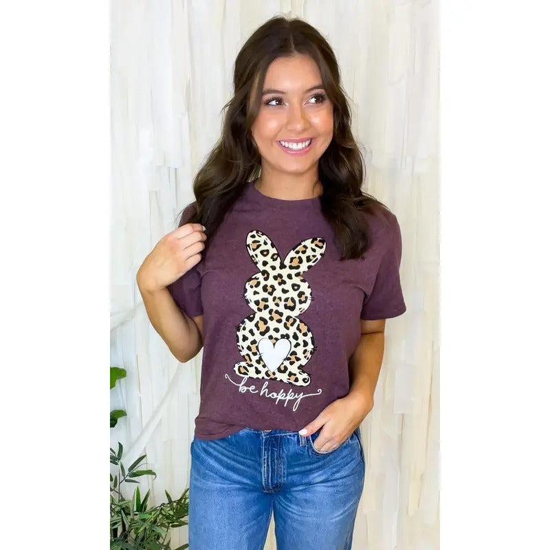 Be Hoppy Leopard Bunny T-Shirt Hoodie Sweatshirt | PrintMintTees.com