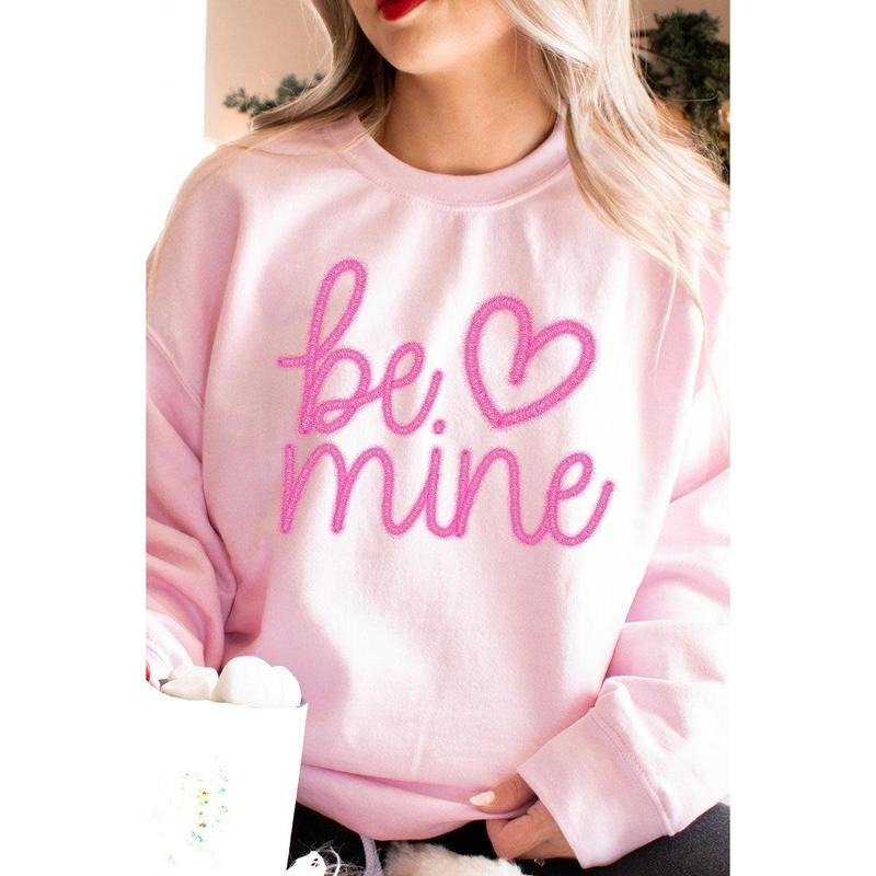 Be Mine Faux Tinsel Transfer Unisex NuBlend Crew Sweatshirt Shirt Hoodie | PrintMintTees.com