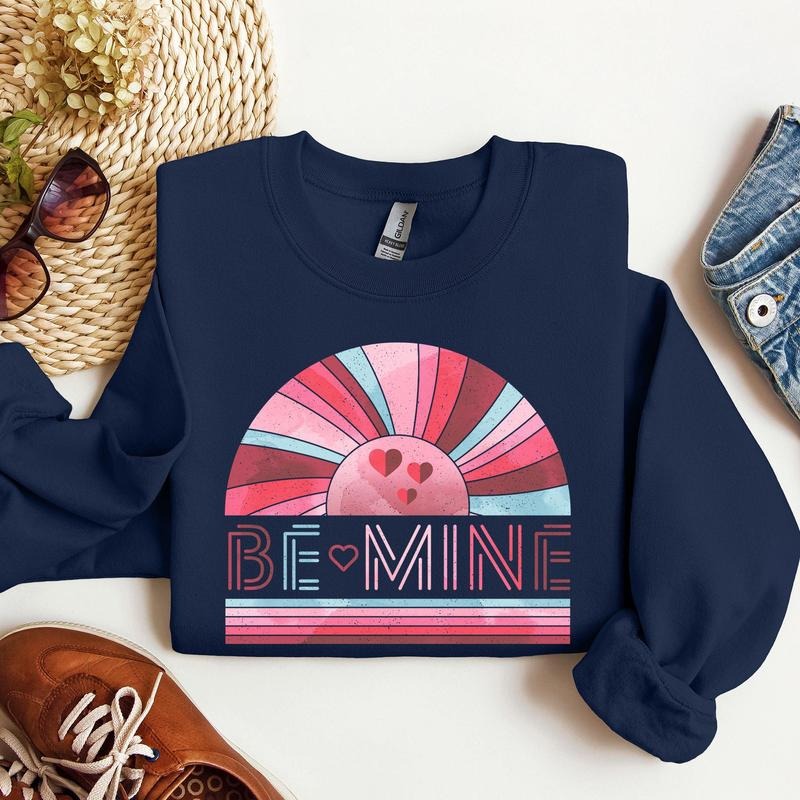Be Mine, Retro Sunset, Sweatshirt, Valentine's Day, Crew Neck, Women's, Crewneck, Valentine's Day, Love, Heart, Cupid...