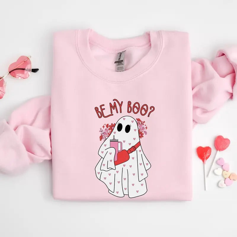 Be My Boo Sweatshirt, Ghost Sweater, Valentines Day Shirt, XOXO Sweatshirt, Women Valentines Day Sweatshirt, Heart...
