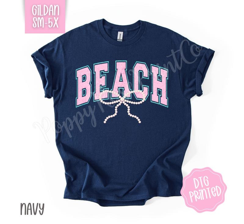 Beach Bow Gildan Tshirt, Cute Summer Tee, Girly Beach Shirt Hoodie Sweatshirt | PrintMintTees.com