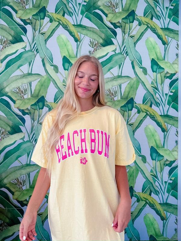 Beach Bum Varsity T-shirt, Casual Oversized Cotton Shirt for the Beach Comfort Fabric Top Womenswear Underwear Lady...
