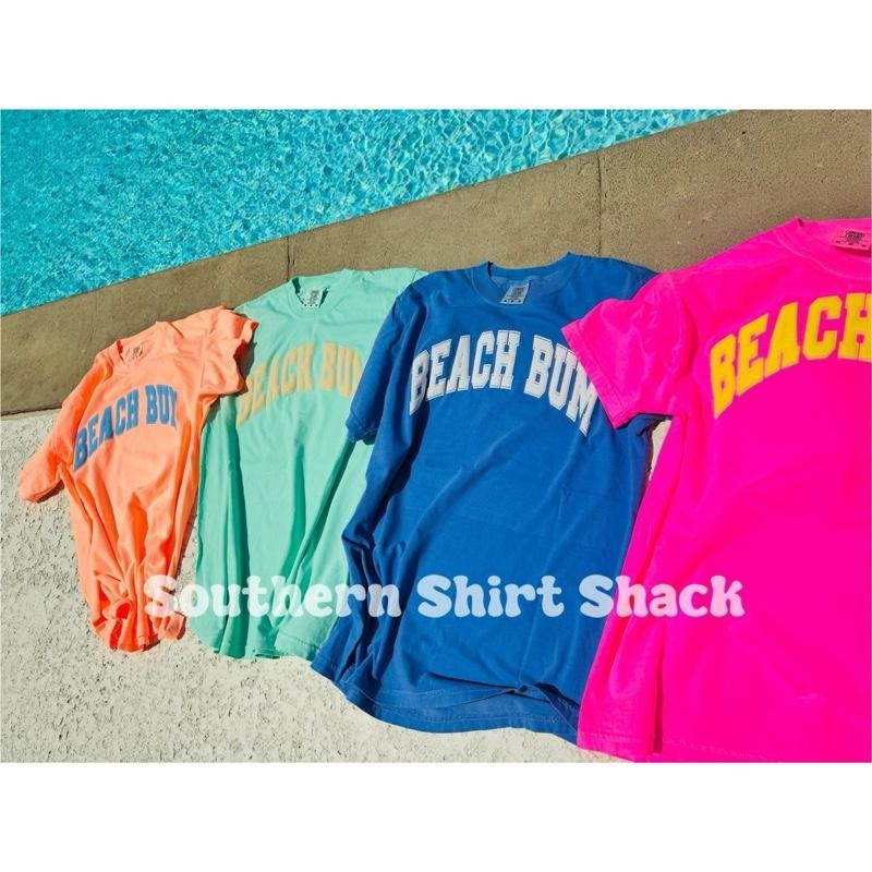Beach Bum puff print Comfort Colors Tee | summer comfort colors t shirt | Beach T shirt | puff print graphic tee Hoodie...