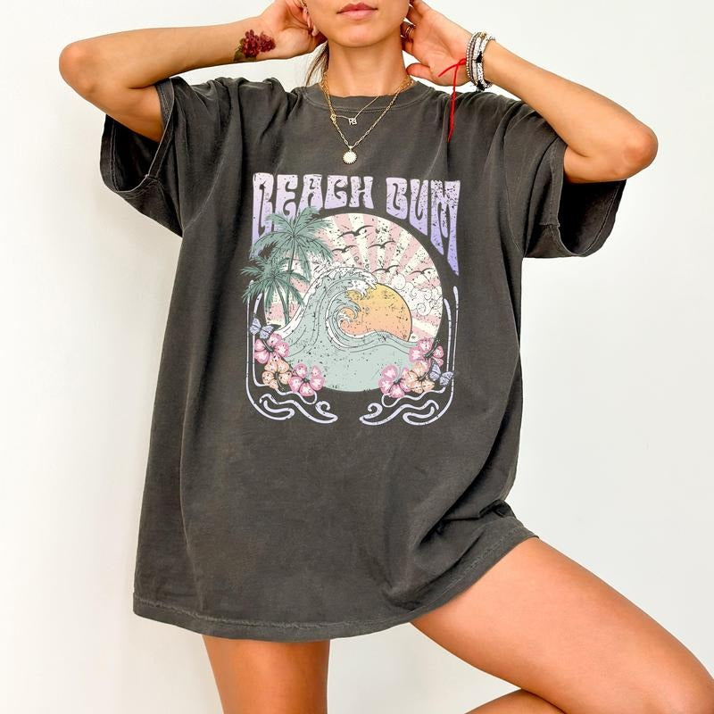 Beach Bum, Sun, Summer Vibes, Beach Wear, Hot Girl Summer, Tshirt, Women's Comfort Color Tee, Tshirt Hoodie Sweatshirt