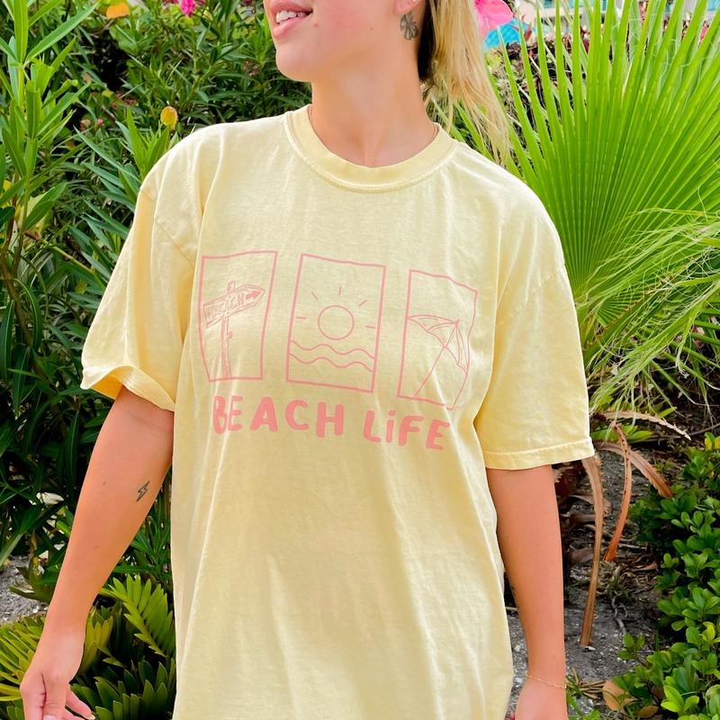 Beach Life Shirt, Summer Vacation Shirt, Beachy Tshirt, Trendy Shirt, Preppy Clothes, Oversized Tee, Indie Retro, Beach...