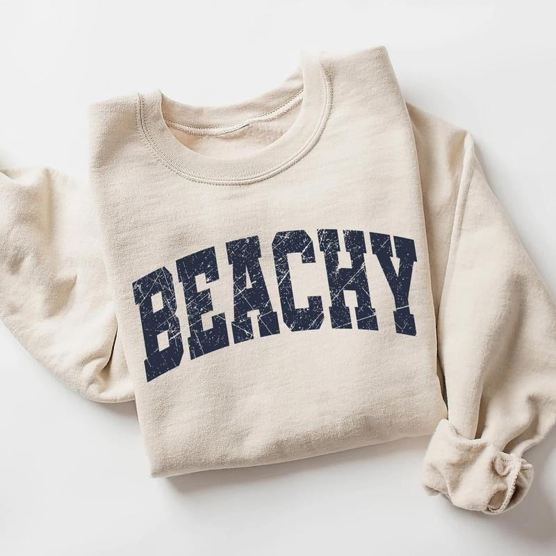 Beachy Sweatshirt, Beach Summer Sweater, Gift for Beach Lover, Beach Crewneck, Women's Sweatshirt, Beach Vacation Shirt...
