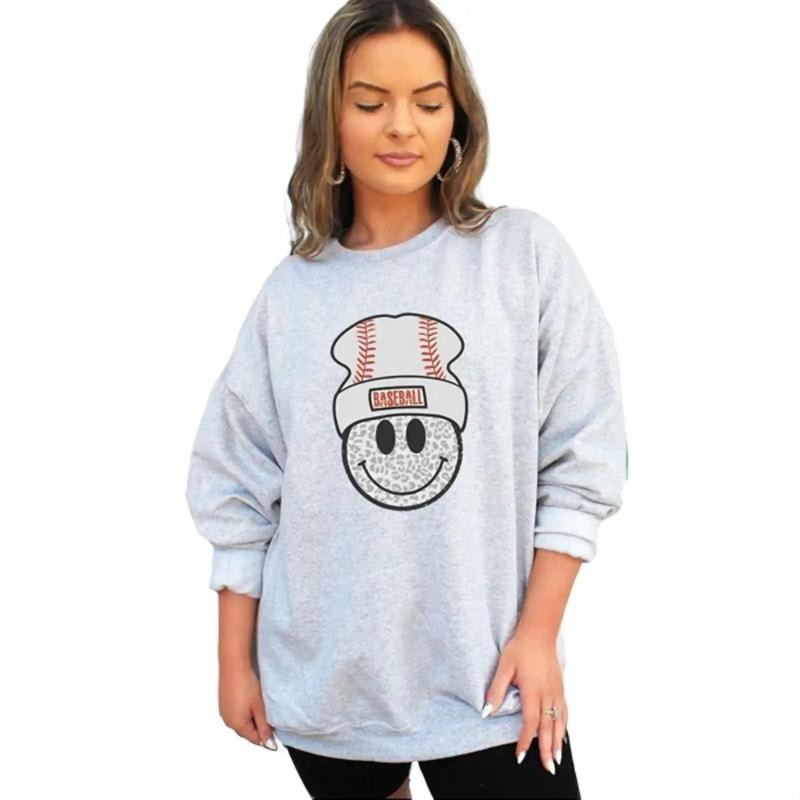 Beanie Baseball Happy Face Heavy-weight Crew Sweatshirt Shirt Hoodie | PrintMintTees.com