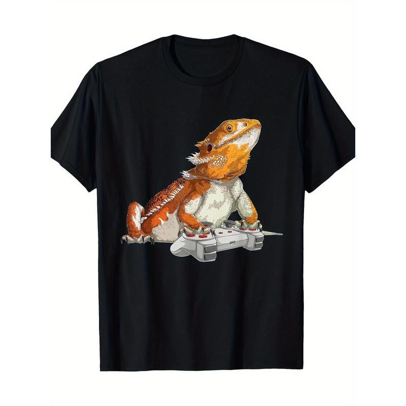 Bearded Dragon Playing Video Games Reptiles Lizard Gamers 220g 100% Cotton T-Shirt made in usa Hoodie Sweatshirt