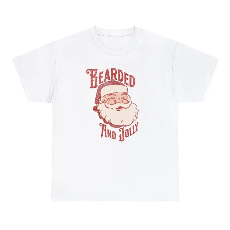 Bearded and Jolly Christmas T-shirt, Beard T-shirt - Funny Christmas T-shirt Hoodie Sweatshirt | PrintMintTees.com