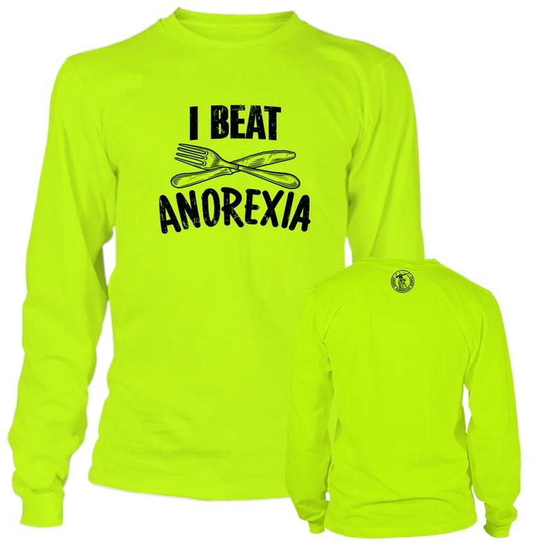 Beat Anorexia - Long Sleeve Safety Hi-Vis T-Shirt Jersey Menswear For Blue Collar Workers | Funny, Sarcastic | Graphic...