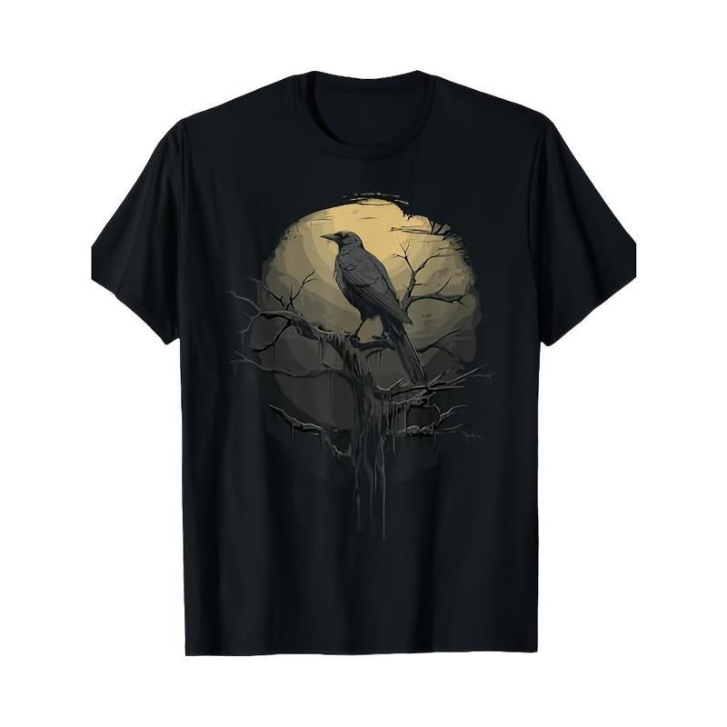 Beautiful Black Crow Raven Bird Silhouette T-Shirt Made in USA Hoodie Sweatshirt | PrintMintTees.com