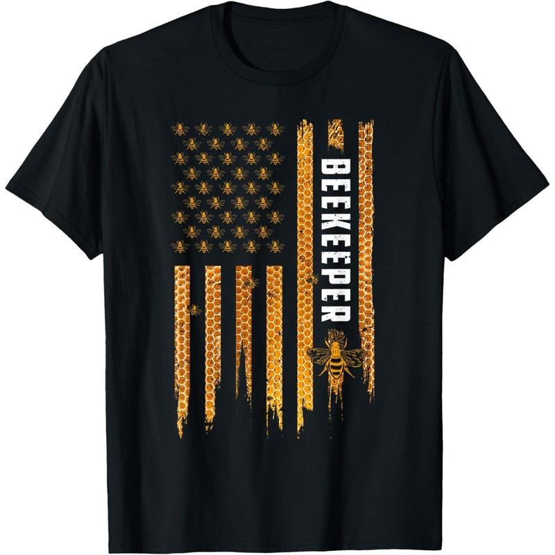 Beekeeping American Flag Honeycomb Honey Bees Beekeeper T-Shirt made in usa Hoodie Sweatshirt | PrintMintTees.com