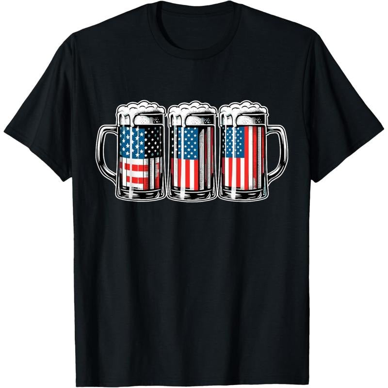 Beer American Flag 4th of July Men Merica Drinking USA T-Shirt  made in us Hoodie Sweatshirt | PrintMintTees.com