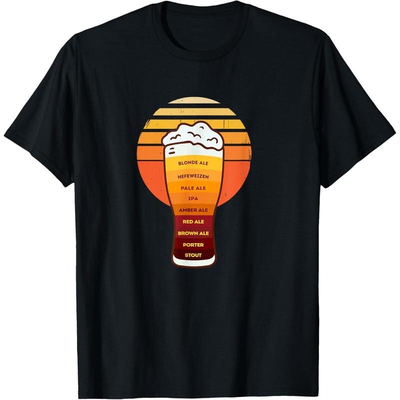 Beer Diversity in a Beer Glass with Foam - Retro Beer Types T-Shirt  made in us Hoodie Sweatshirt | PrintMintTees.com