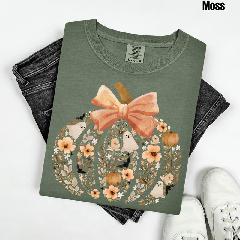 Beige Pumpkin Scene Comfort Colors T-Shirt 'NLB' Hoodie, Sweatshirt | PrintMintTees.com