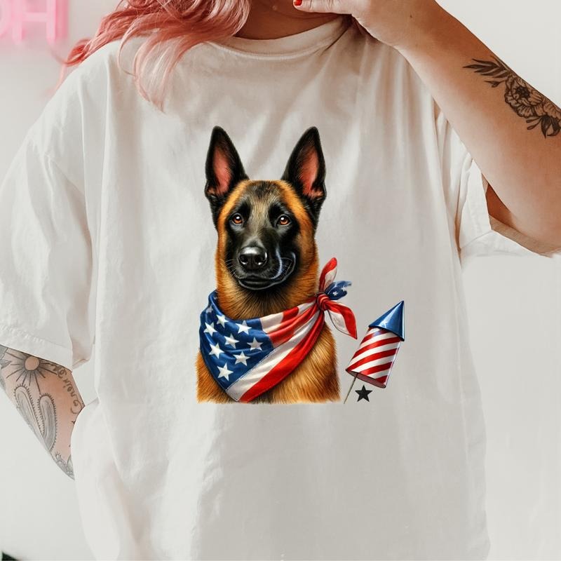 Belgian Malinois Patriotic Dog Shirt ~ Unisex Apparel Relaxed Fit Printed In The USA Clothing Womenswear Casual Comfort...