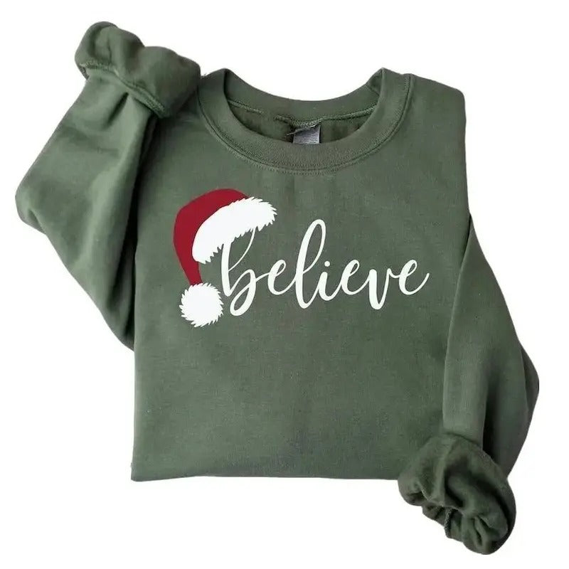 Believe Christmas Shirt, Christmas Believe Shirt Christmas Party Shirt Cotton Menswear Hoodie Sweatshirt | PrintMintTees.com