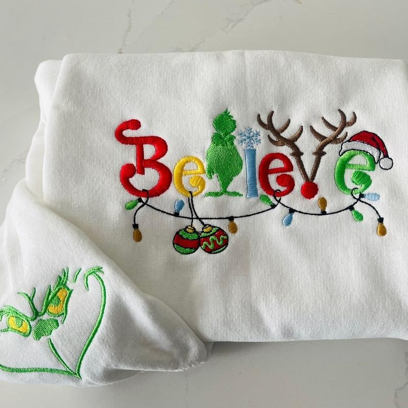 Believe embroidered sweatshirt T-Shirts, Hoodie | PrintMintTees.com