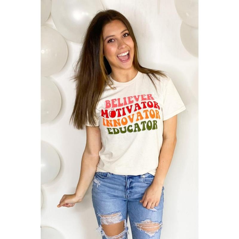 Believer, Motivator, Innovator, Educator Teacher T-Shirt Hoodie Sweatshirt | PrintMintTees.com