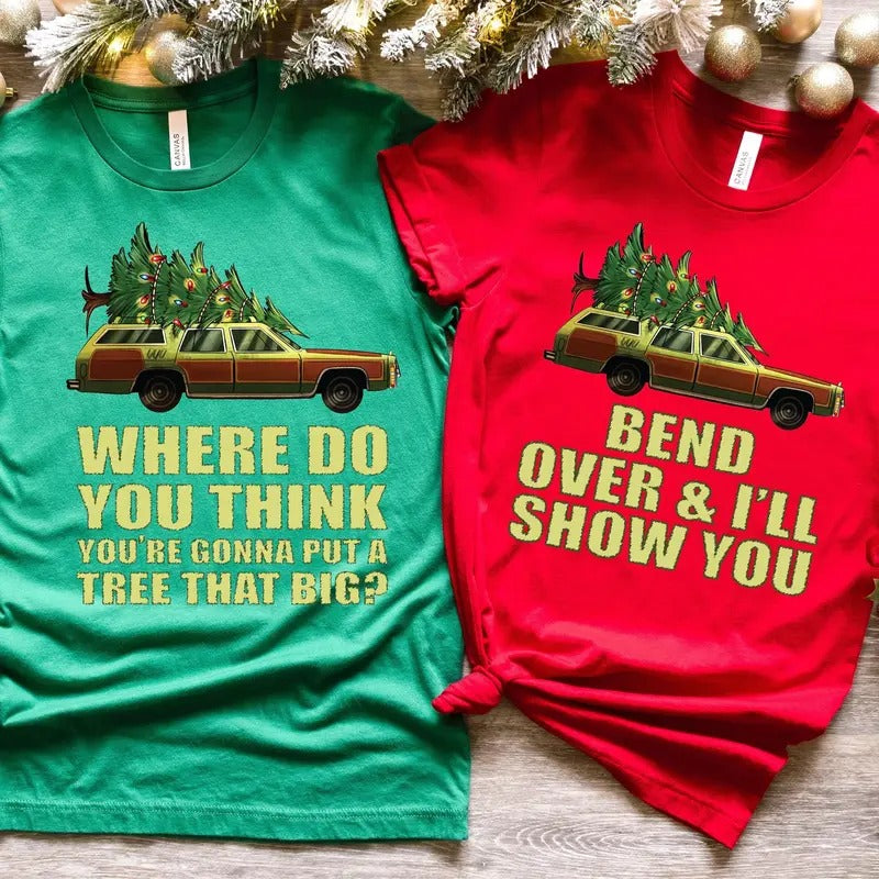 Bend Over I'Ll Show You Couple Matching Shirt Vacation Family Shirt Cute Tree Shirt Xmas Couple T-Shirts, Hoodie, Sweatshirt