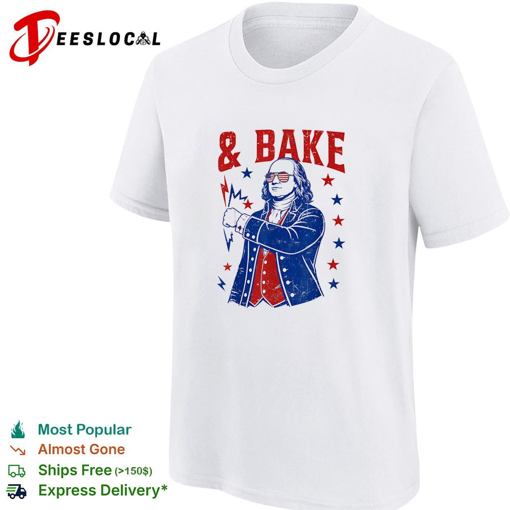 Benjamin Franklin and bake USA glasses shirt