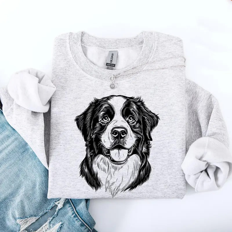 Bernese Mountain, Pet, Dog Breed Sweatshirt, Crew Neck, Women's, Crewneck Shirt Hoodie | PrintMintTees.com