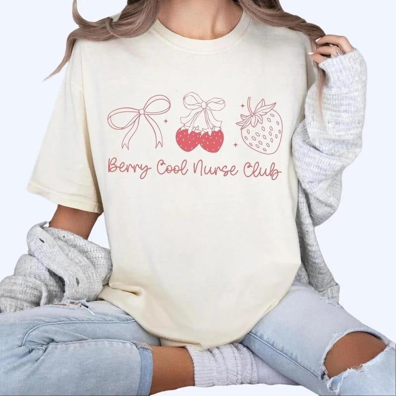 Berry Cool Nurse Club Summer Strawberry Shirt For Nurse, Nurse Summer Gift, Nurse Graduation Gift, RN Summer Tee, Nursing...