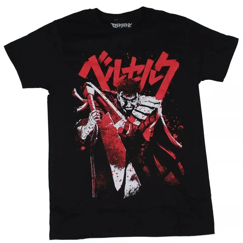 Berserk Adult New T-Shirt - Bloody Guts Under Japanese Characters Hoodie Sweatshirt | PrintMintTees.com