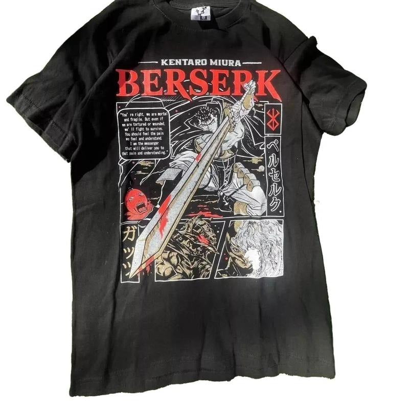 Berserk Anime 90s Short sleeve Retro style Black T shirt Unisex Hoodie Sweatshirt | PrintMintTees.com