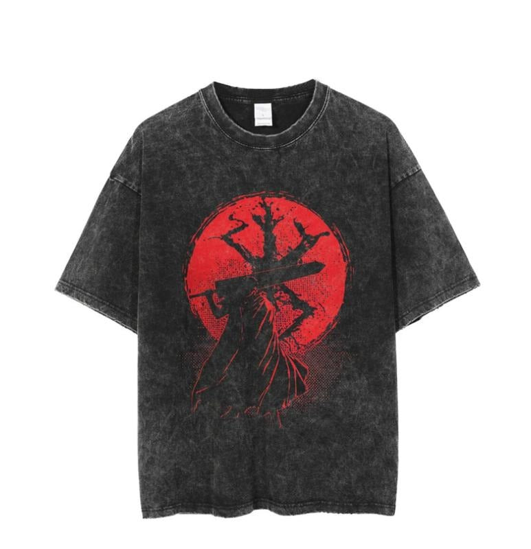 Berserk Guts Full BloodMoon Manga Harajuku Oversized Streetwear Anime Graphic Tee Shirt Menswear Top Underwear Crewneck...