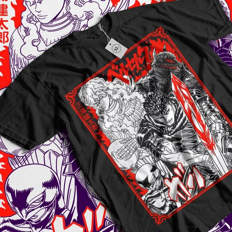 Berserk Guts Shirt Skull Knight 90s T-Shirt Gatsu Anime Gift shirt All Sizes Hoodie Sweatshirt | PrintMintTees.com