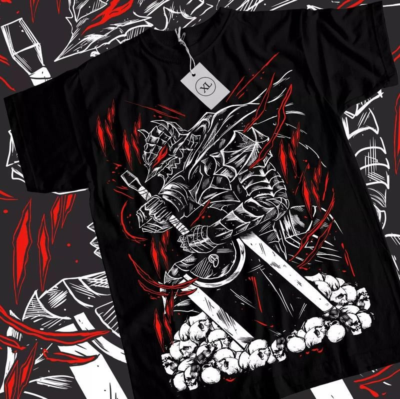 Berserk T-shirt Manga Strip Guts Berserker Armour Anime Black shirt ALL SIZES Hoodie Sweatshirt | PrintMintTees.com