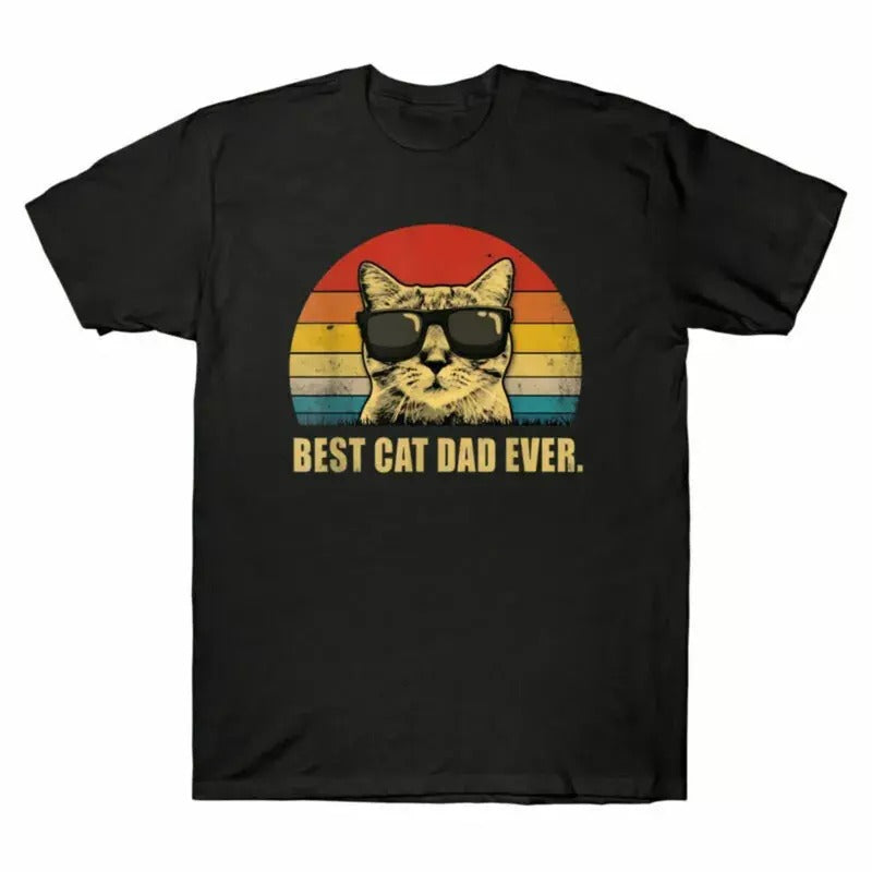 Best Cat Dad Ever Vintage Version T-Shirt Men's Funny Best Gift Father's Day Menswear Top Hoodie Sweatshirt