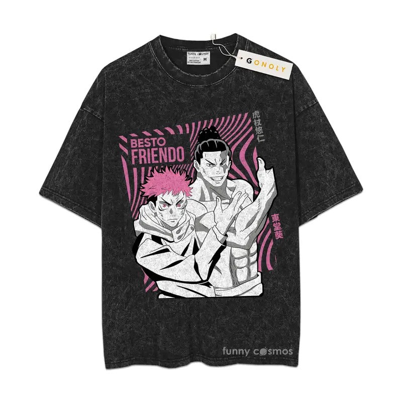 Besto Friendo Mineral Wash TShirt Jjk Mineral Wash TShirt Jujutsu Kaisen Anime Mineral Wash TShirt Hoodie Sweatshirt