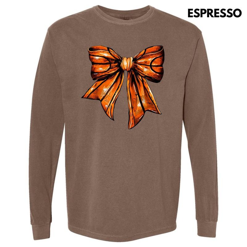 Big Basketball Bow FAKE Glitter Long Sleeve Comfort Colors T-Shirt 'NLB' Hoodie Sweatshirt | PrintMintTees.com