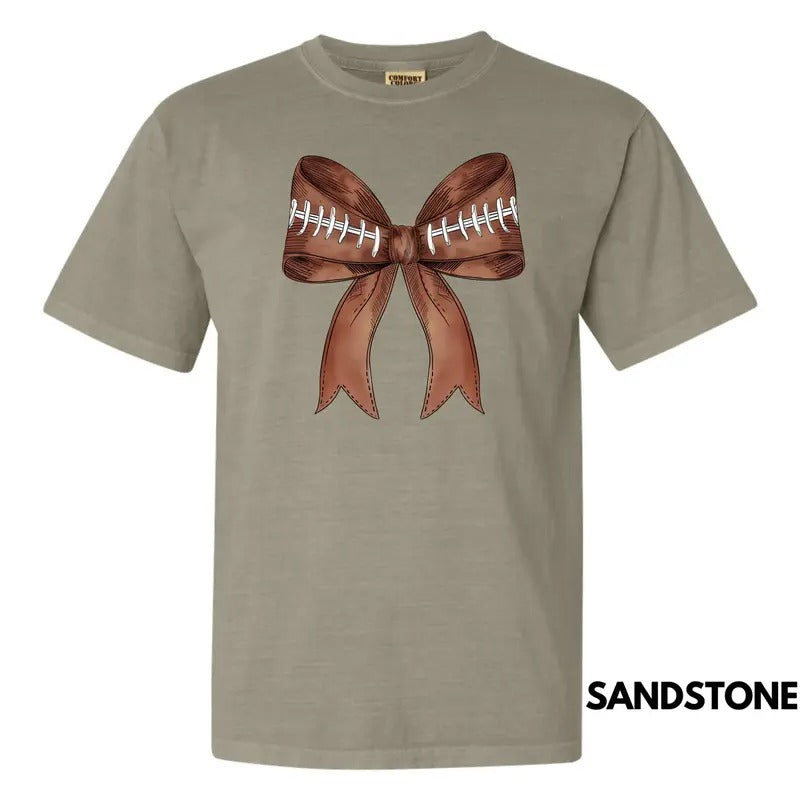 Big FOOTBALL Bow Comfort Colors T-Shirt 'NLB' Hoodie, Sweatshirt | PrintMintTees.com
