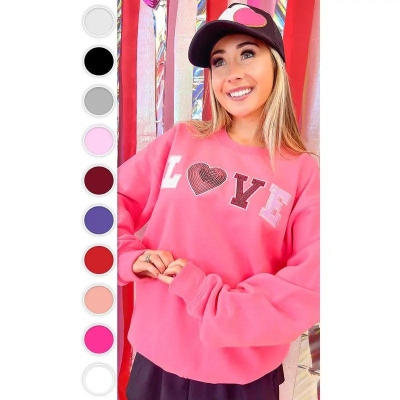 Big Heart Love Sequin Valentine Graphic Sweatshirt Shirt Hoodie | PrintMintTees.com